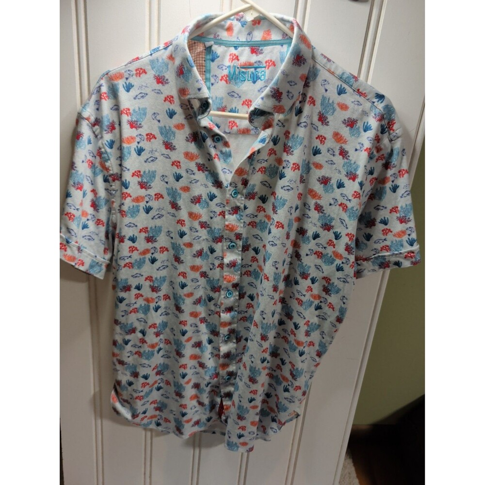 Misura MGM Grand Las Vegas Men's Short Sleeve Button Down Shirt Coral Marine...
